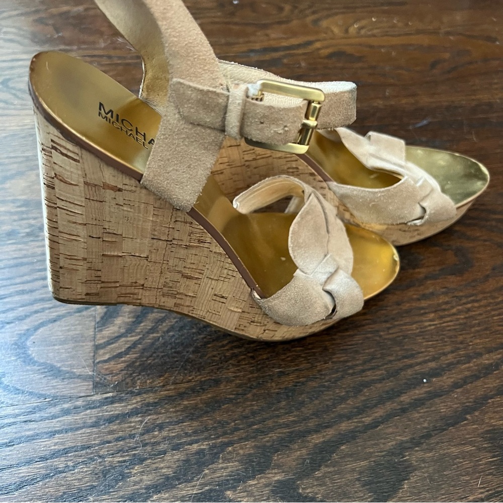 Michael Kors Beige Cork Wedge Sandals